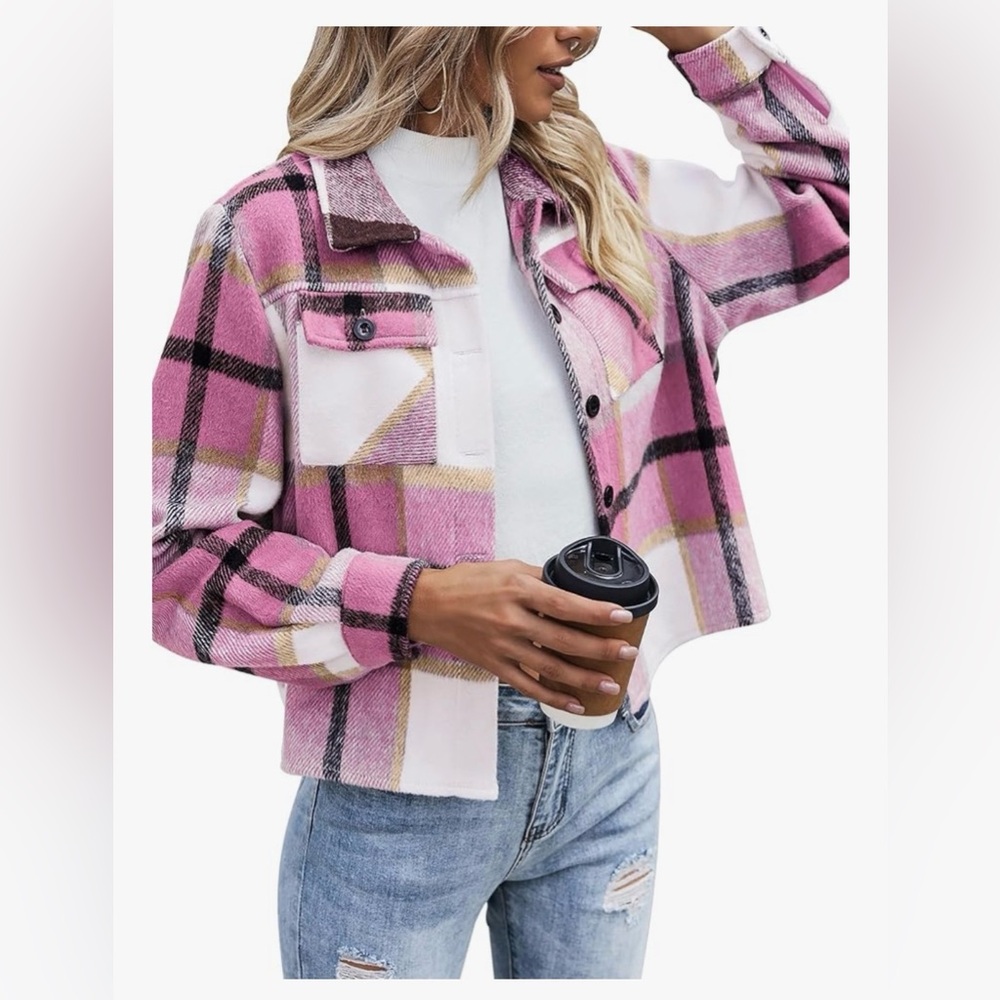 Zeagoo Pink Plaid Jacket
